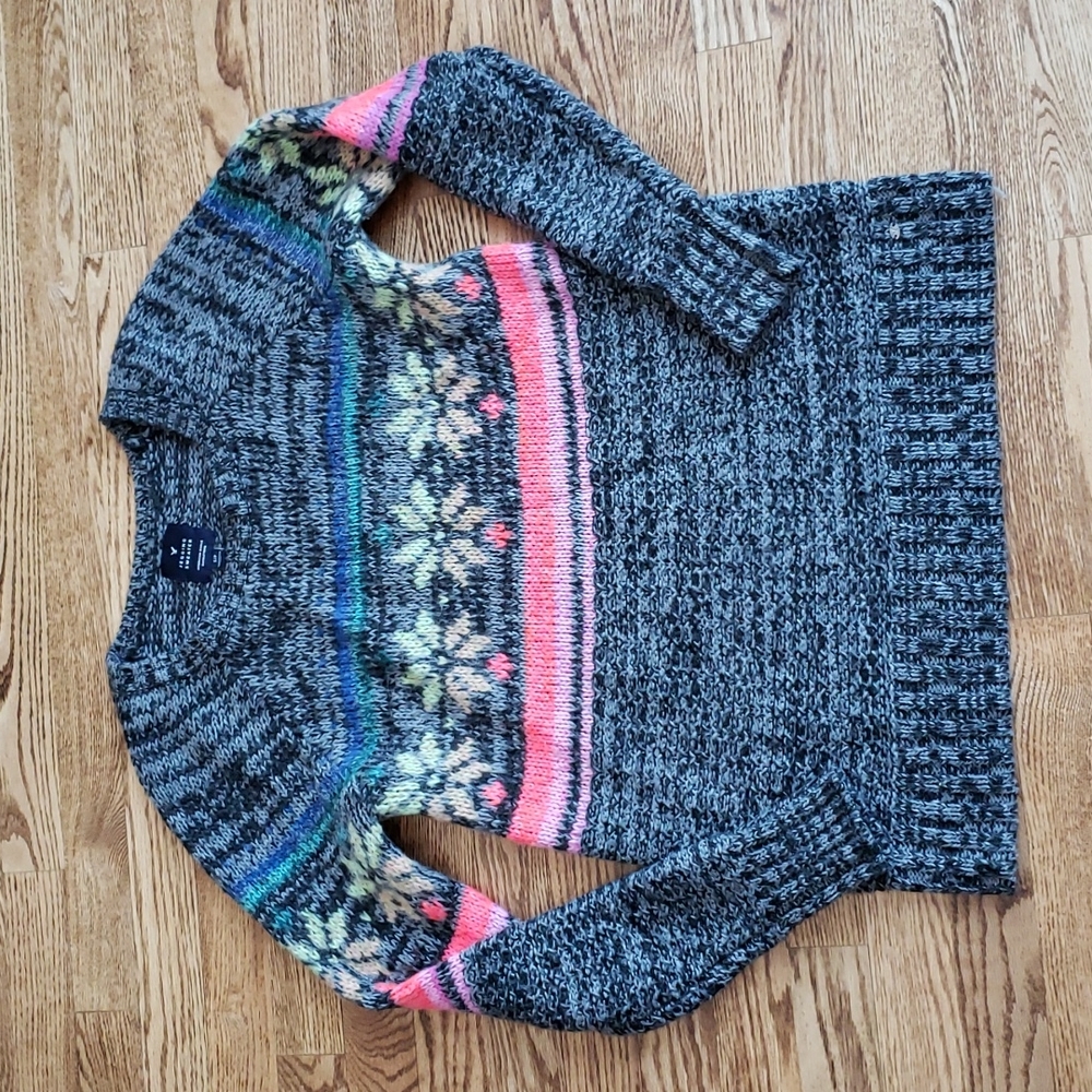 (S) American Eagle Outfitters Rainbow Wool Blend Knit Jegging Sweater Holiday